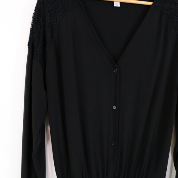 *Halston Black V Neck Jumpsuit - Picture 11 of 13